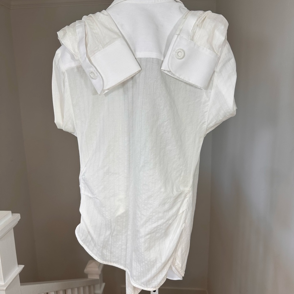 Jacquemus White La Bomba Drape Front Blouse FR40 US 8, $860 Retail NEW - Picture 9 of 11